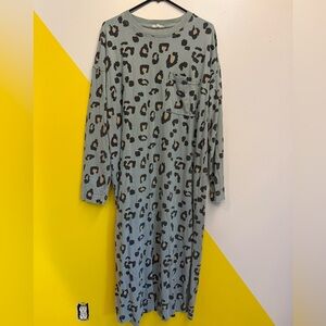 Dressed in LALA Leopard Print oversized dress with slide slit
